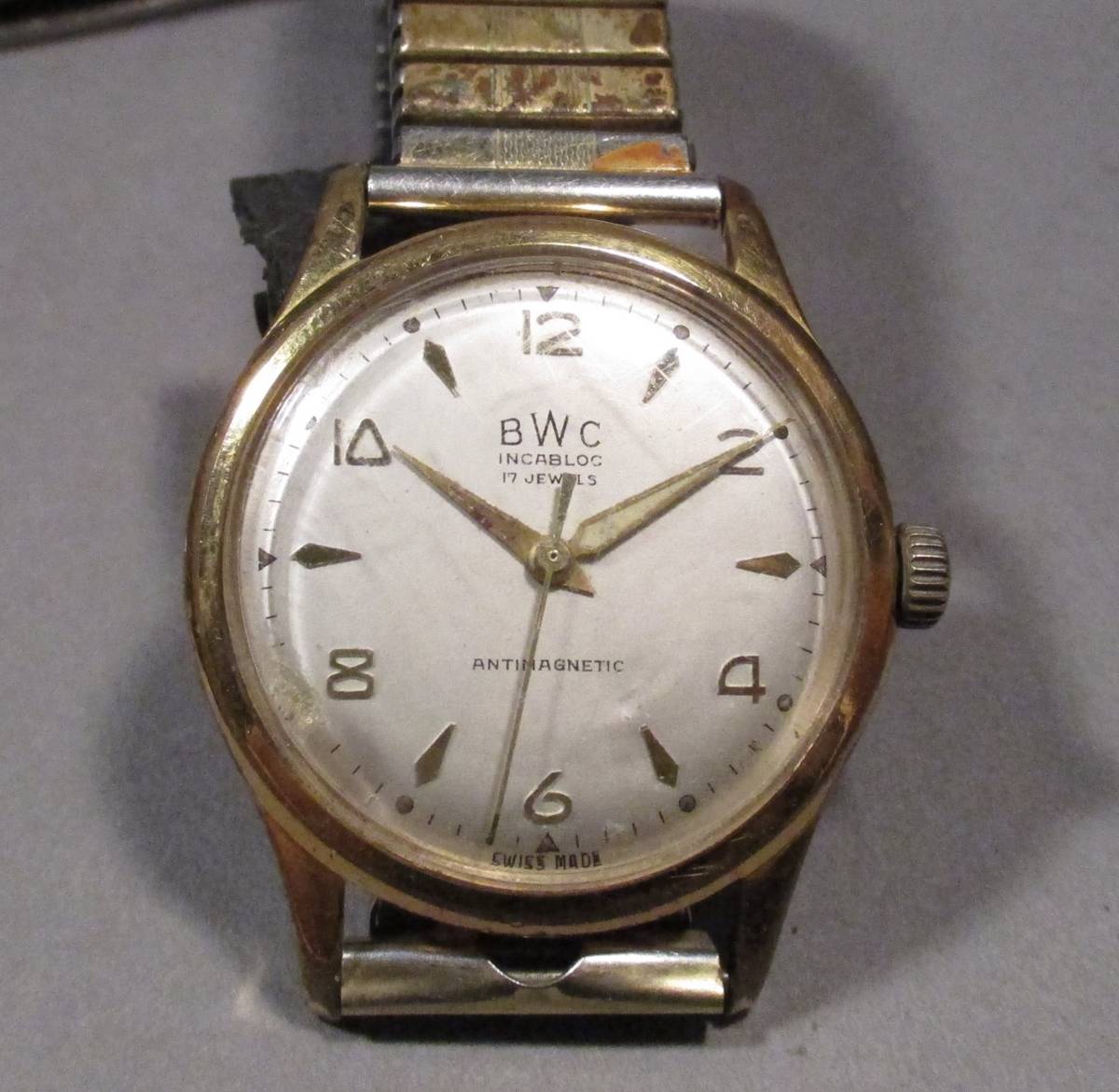 ☆ 金張　BWC スイス 金張　紳士用　腕時計　１９５０年代_画像7