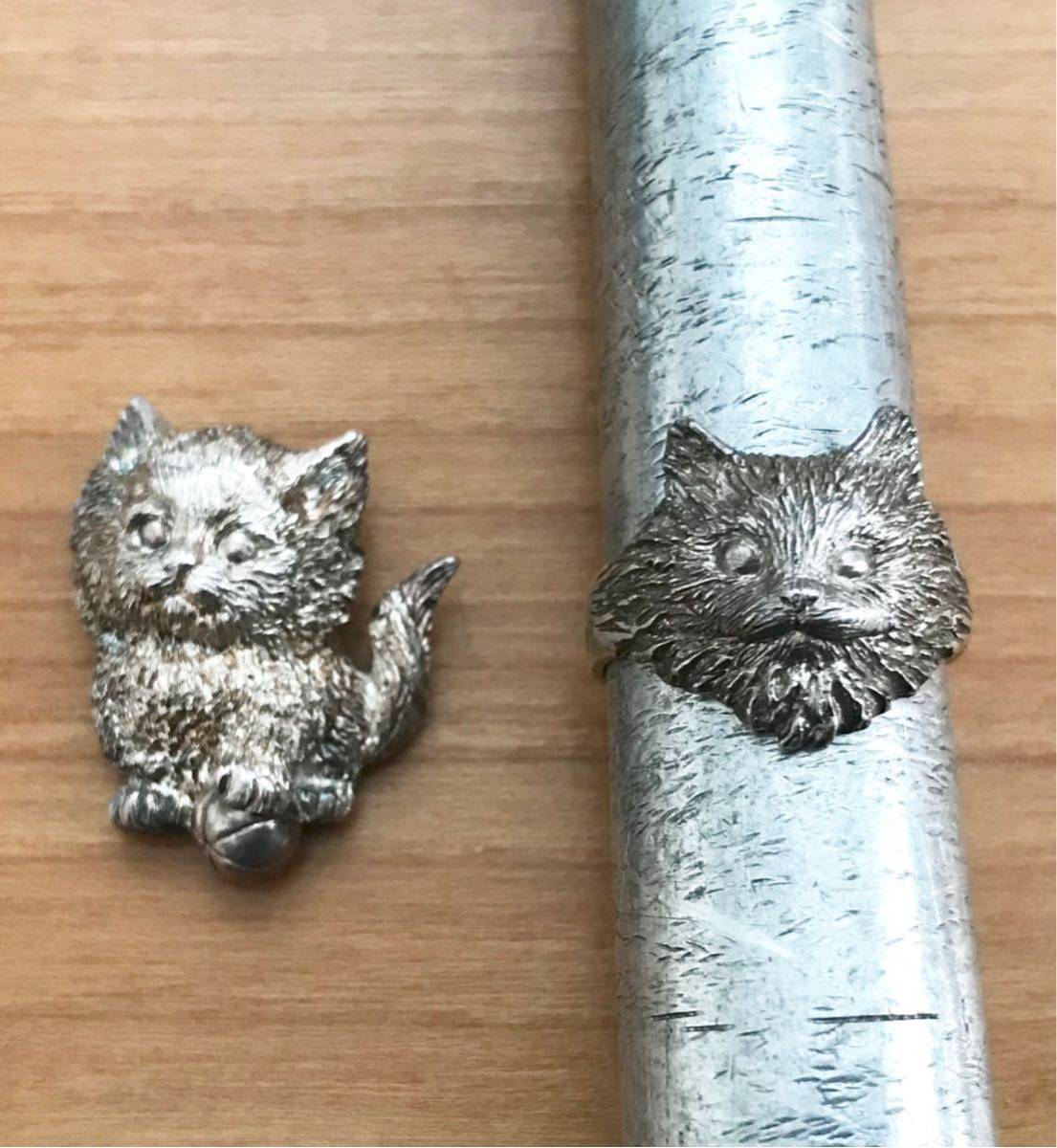 猫 ネコ キャット CAT シャム 動物 アニマル シルバー silver 銀製 925 スターリング ペンダント ネックレス トップ ヘッド リング 指輪_画像1