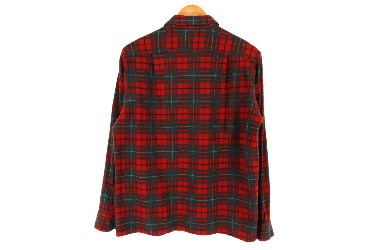 【50's】PENDLETON ビンテージ 50年代 チェック ウール 開襟 ネルシャツ L レッド 赤 長袖 ボードシャツ ペンドルトン