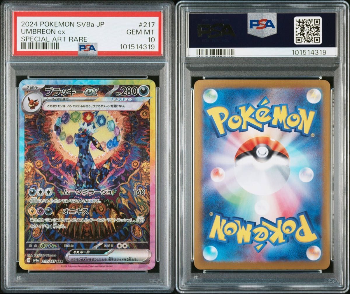 psa10】ブラッキーex SAR テラスタルフェスex 217/187 psa10】ブラッキーex SAR テラスタルフェスex 217/187