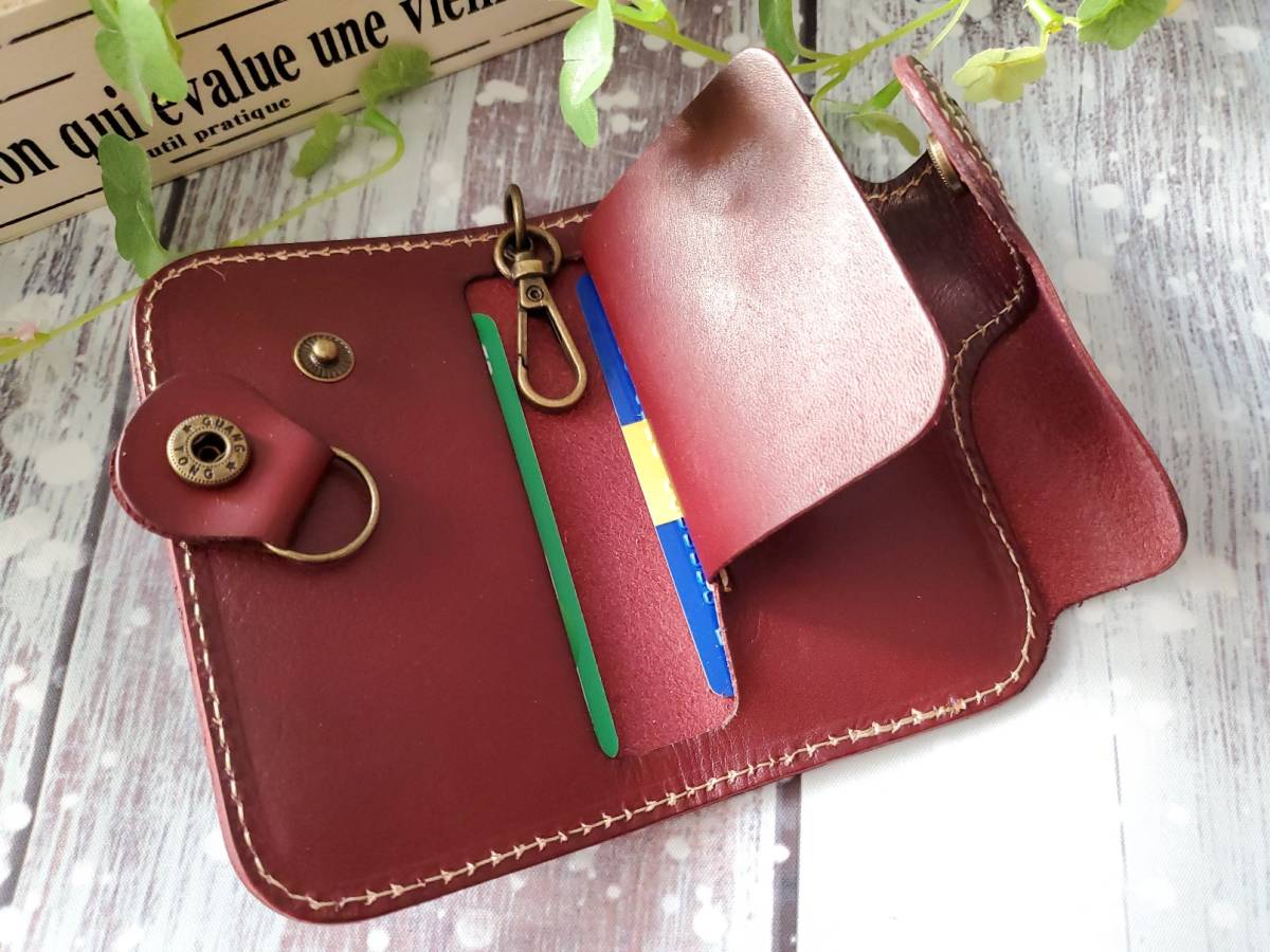 [ original leather ] multifunction 6 ream key case bordeaux * galbi na hook python leather wine red men's lady's cow leather new goods 