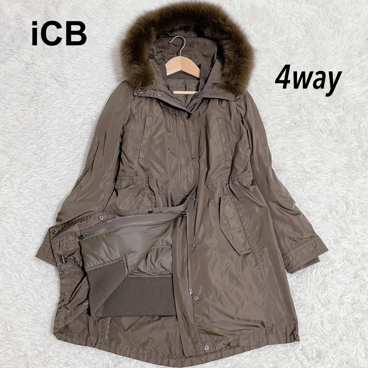 iCB ダウンモッズコート ブルーフォックスファー ダウン94% 4way iCB ダウンモッズコート ブルーフォックスファー ダウン94% 4way