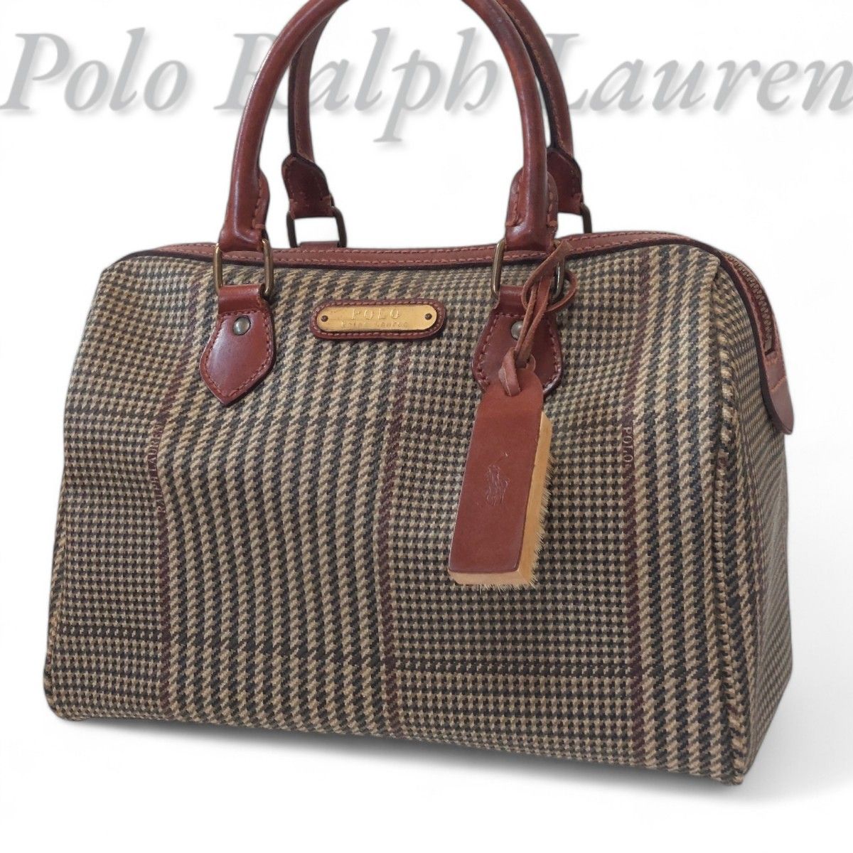 POLO Ralph Lauren 2wayボストン千鳥格子南京錠付 POLO Ralph Lauren 2wayボストン千鳥格子南京錠付