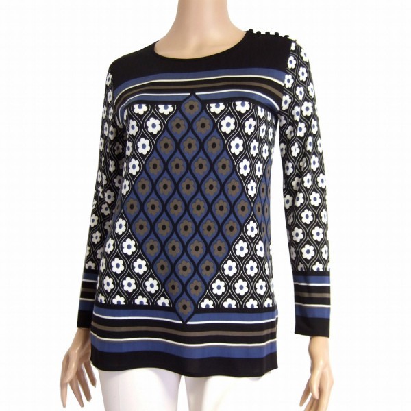 生まれのブランドで SPORTMAX 美品/スポーツマックス 絹シルク100%素材カットソー レディース トップス 春夏向 長袖 薄手 幾何学柄 黒/ブラック 表記M(9号相当) 長袖Tシャツ 生まれのブランドで SPORTMAX 美品/スポーツマックス 絹シルク100%素材カットソー レディース トップス 春夏向 長袖 薄手 幾何学柄 黒/ブラック 表記M(9号相当) 長袖Tシャツ