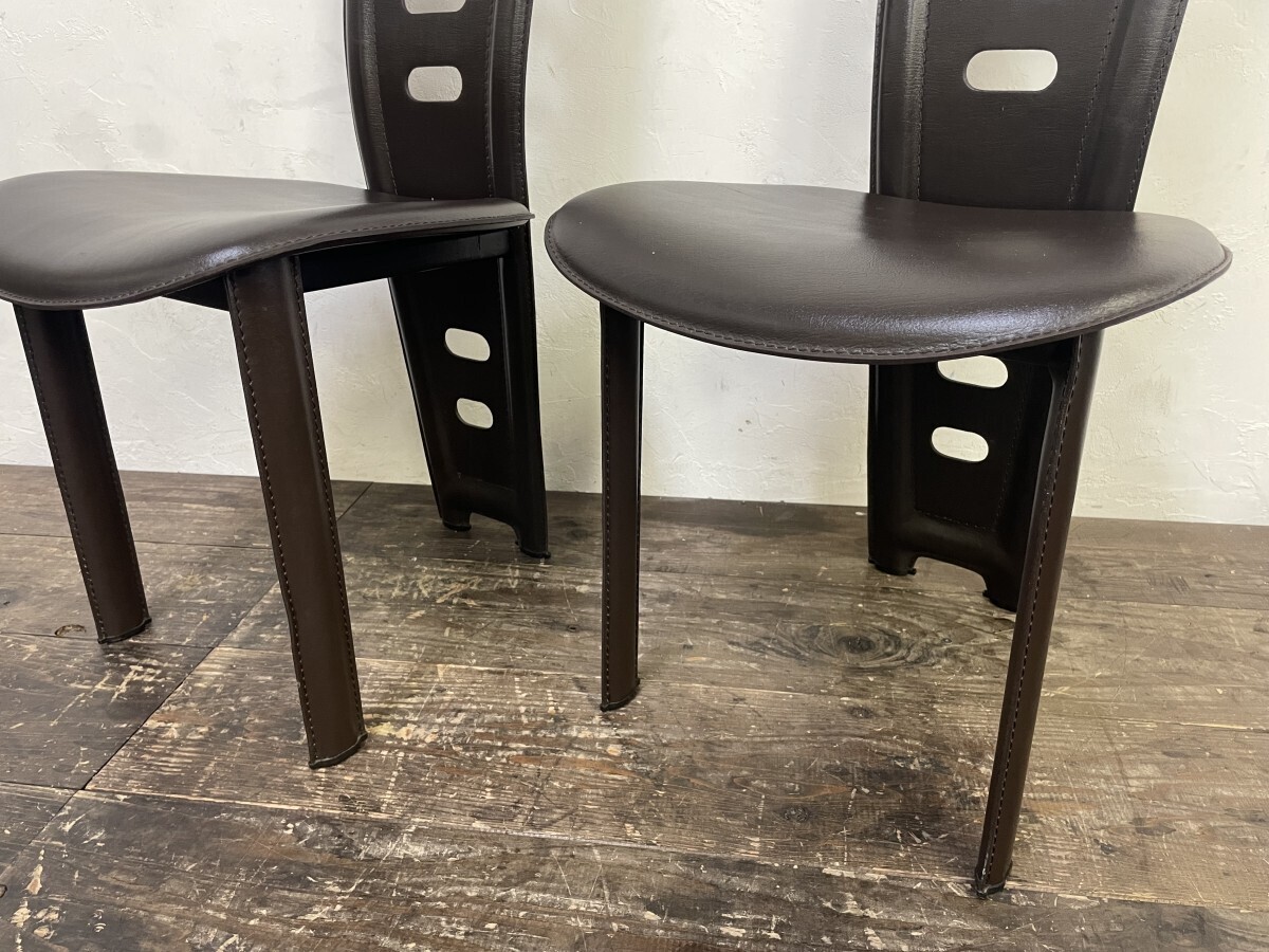 IDC 大塚家具　ダイニングチェア　2脚セット　牛革 IDC 大塚家具ダイニングチェア2脚セット牛革