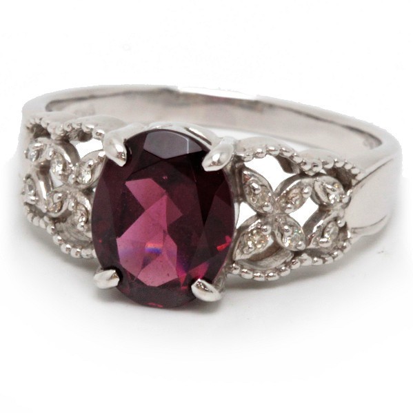 K18 WG ロードライトガーネット ダイヤモンド リング 2.88ct 0.09ct