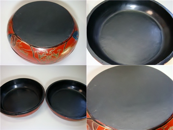食籠■朱塗り漆器 古い蓋物 象嵌 菓子鉢 鳳凰 花唐草 魚 時代物 骨董品■ Yahoo!オークション - 食籠 朱塗り漆器 古い蓋物 象嵌 菓子鉢