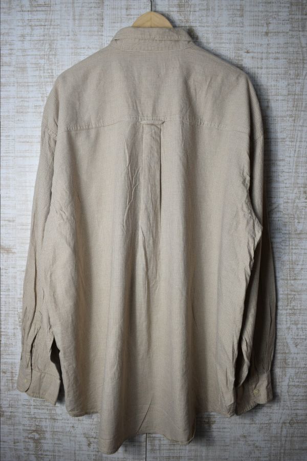 ☆超ビッグサイズ US古着 CHAPS Ralph Lauren チャップス ラルフローレン ネルシャツ チドリ格子 柄 ベージュ【2XL/XXL】コットン◆9993◆_画像3