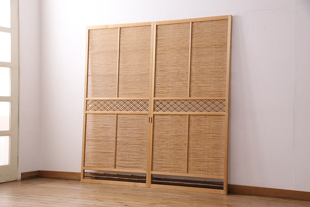 超美品 心庵】井波彫刻 昌峰 松鶴人物彫刻/欄間 一対 古民家 レトロ 建具