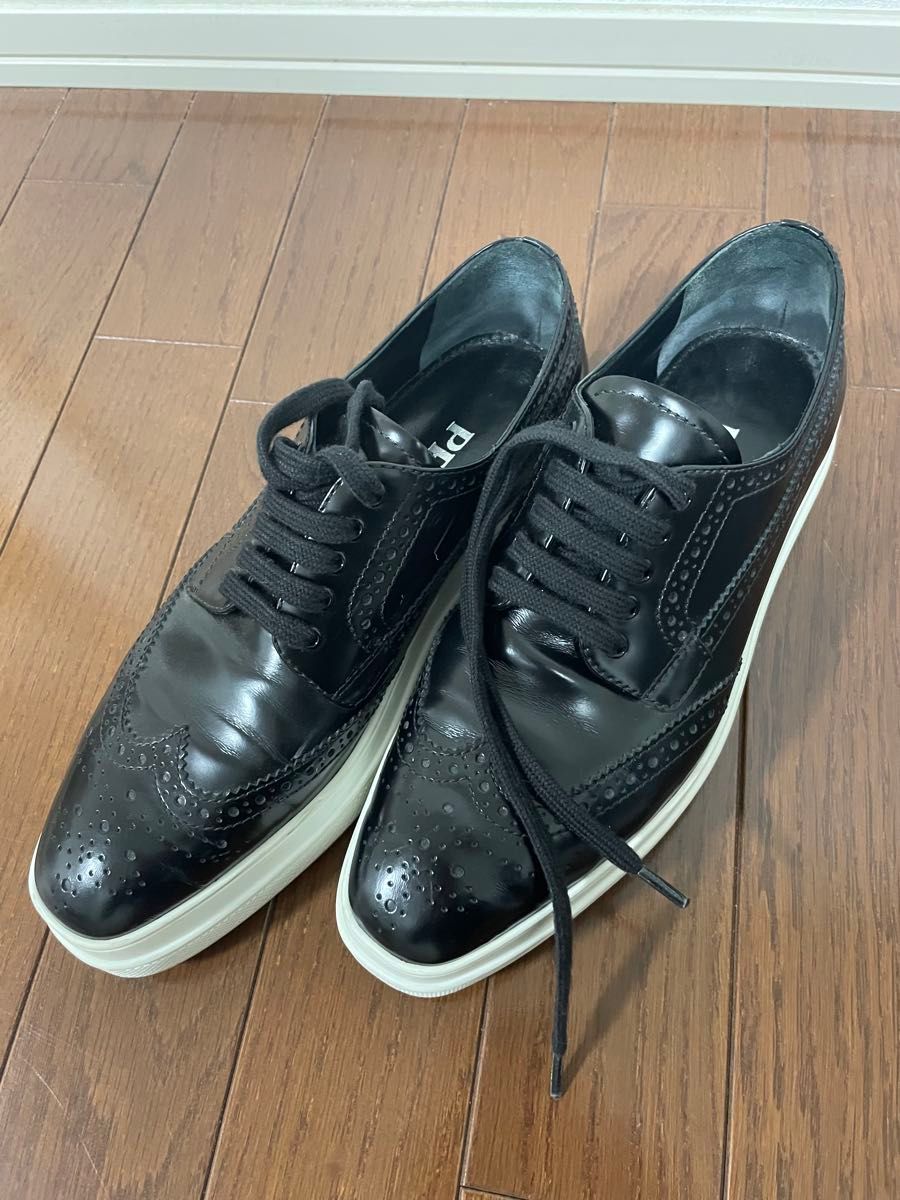 PRADA プラットフォーム ウイングチップ ブラック 37.5 箱・袋付