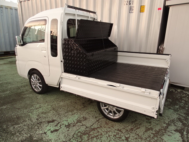 動画付 軽トラ ハイゼットトラック ジャンボ スーパー キャリィ NT100 黒 縞模様 ステンレス 工具箱 3WAY 大型ツールボックス ダンパー付