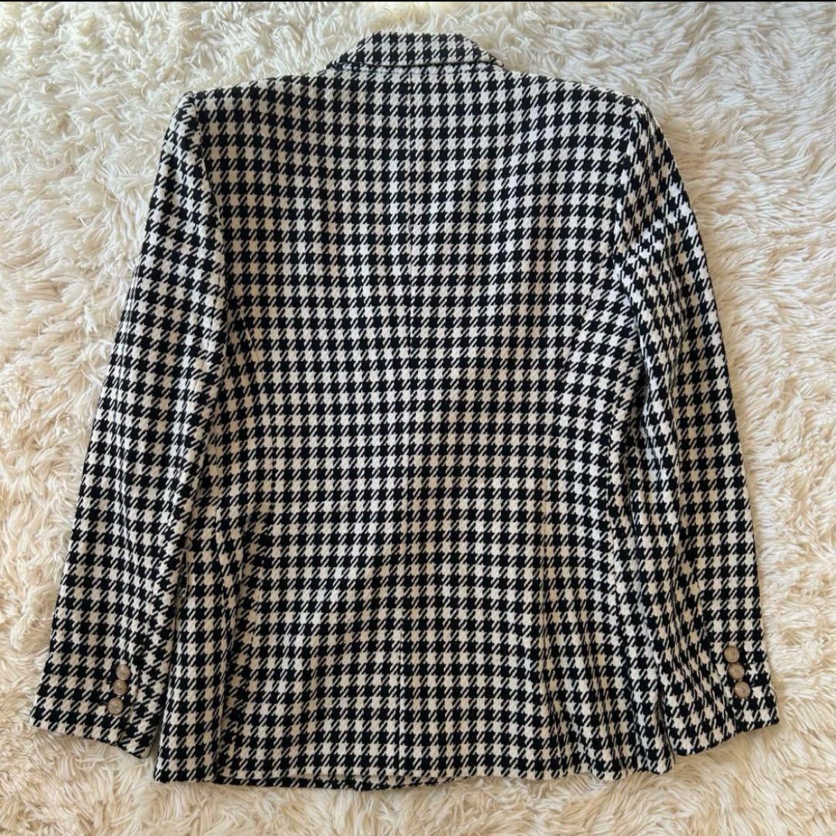 美品 ZARA ザラ 千鳥格子柄 ジャケット ダブルボタン 金ボタン M 美品 ZARA ザラ 千鳥格子柄 ジャケット ダブルボタン 金ボタン M
