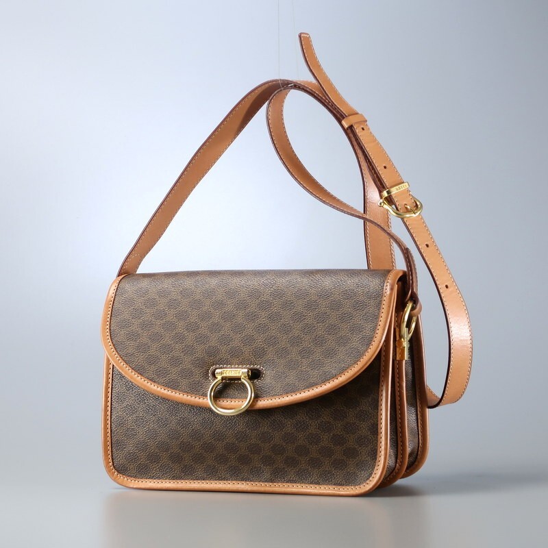 CELINE オールドセリーヌ*マカダム柄ショルダーバッグクロス CELINE オールドセリーヌ*マカダム柄ショルダーバッグクロス