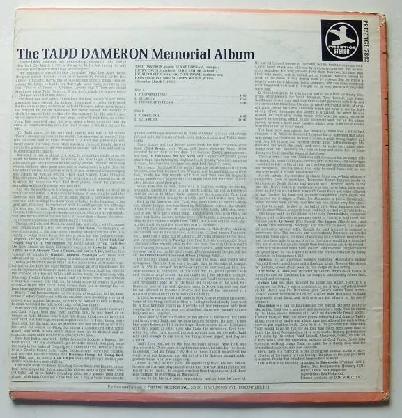 ◆ TADD DAMERON Memorial Album ◆ Prestige PR-7842 (purple) ◆ W_画像2