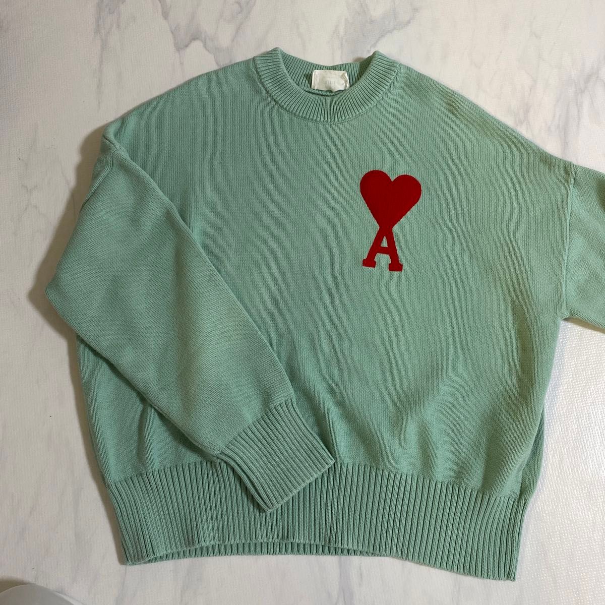 ami paris アミ ミントグリーン ニット セーター ハート刺繍 ami paris アミ ミントグリーン ニット セーター ハート刺繍