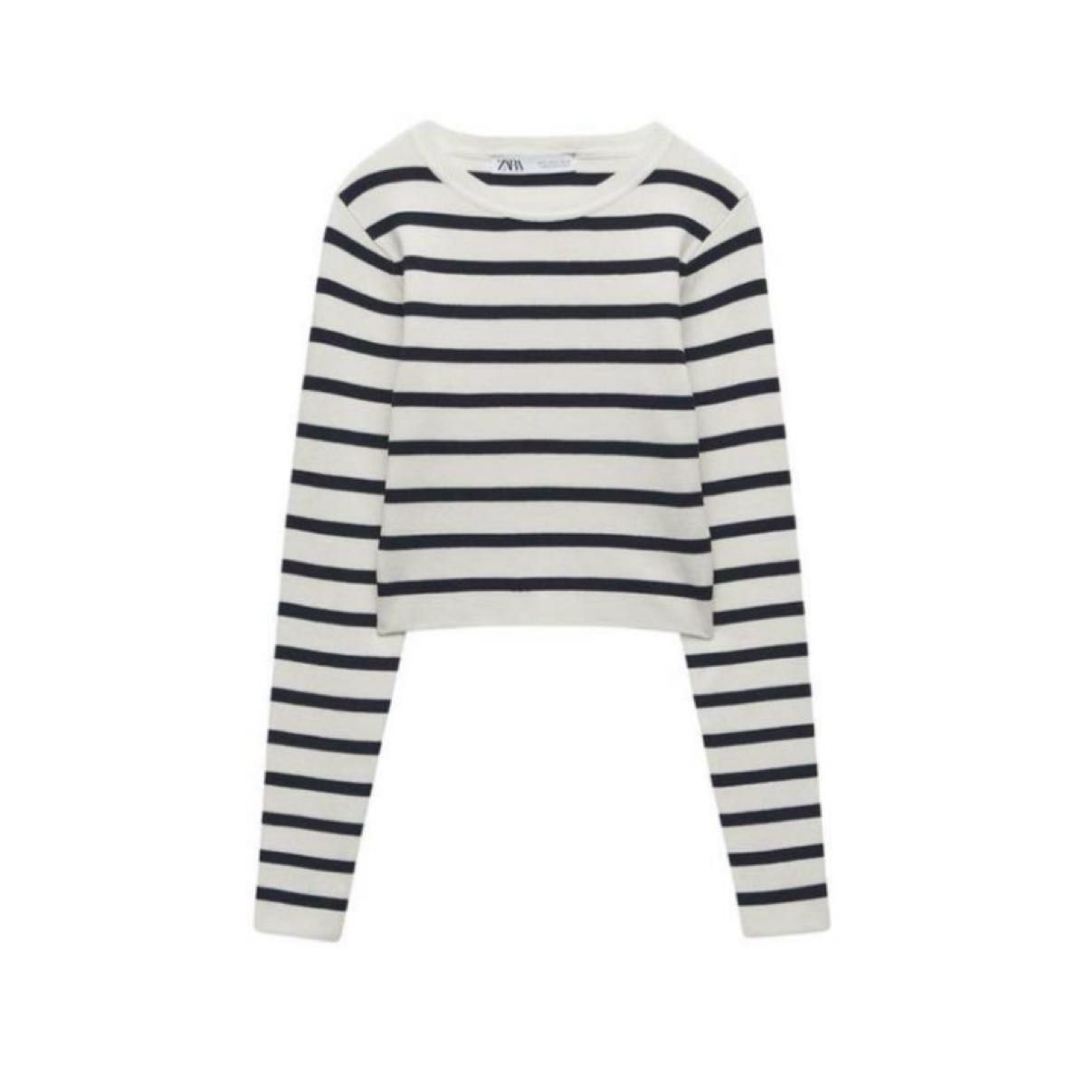 ZARA クロップド丈 ボーダー ニット トップス M|Yahoo!フリマ ZARA クロップド丈 ボーダー ニット トップス M|Yahoo!フリマ