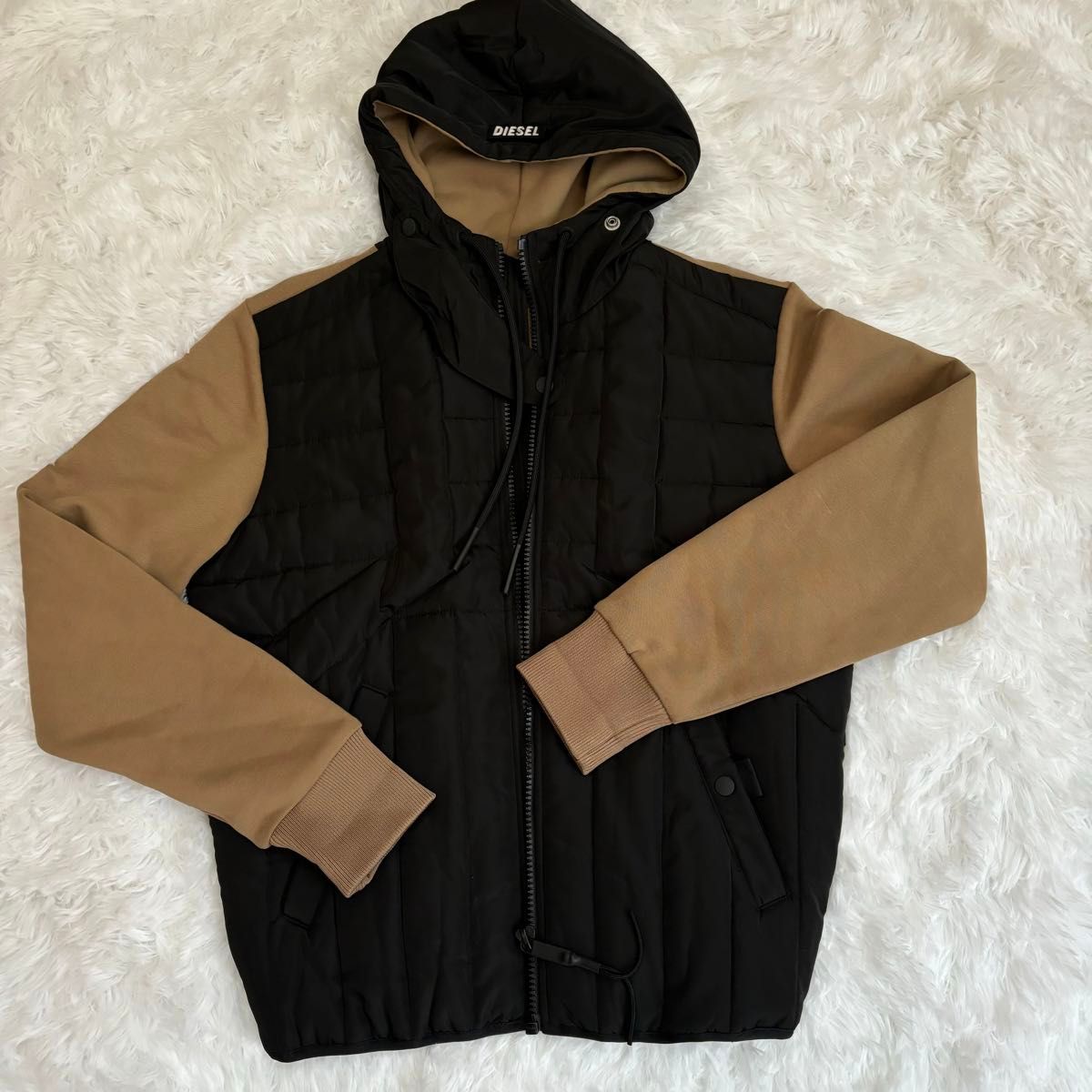 ✨️完売品✨️ディーゼル 異素材ドッキングフーディーブルゾン パーカー 羊革 極美品 DIESEL ディーゼル 異素材パーカー ハイブリッド