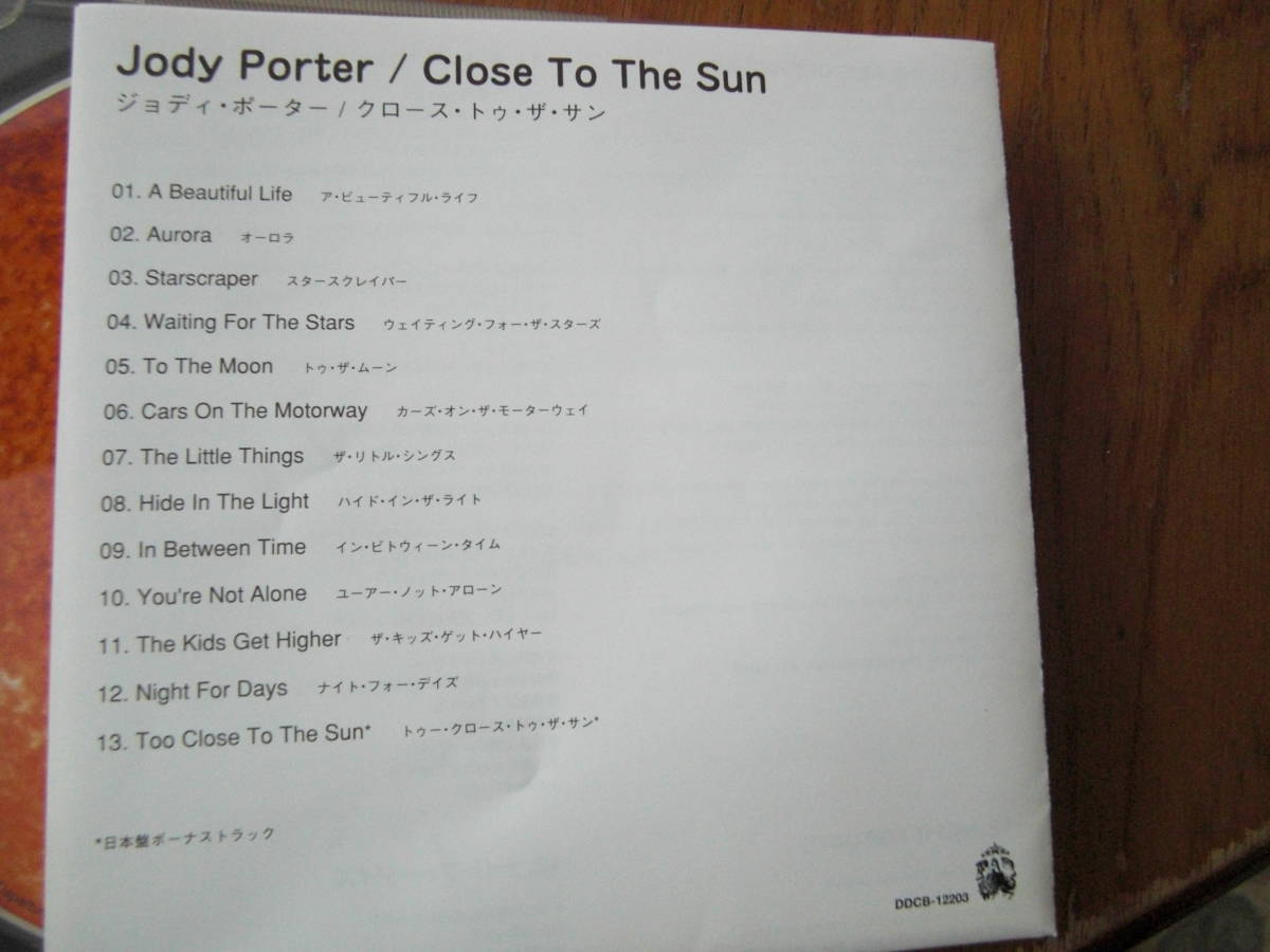 jody porter/close to the sun 帯付き　国内盤_画像2