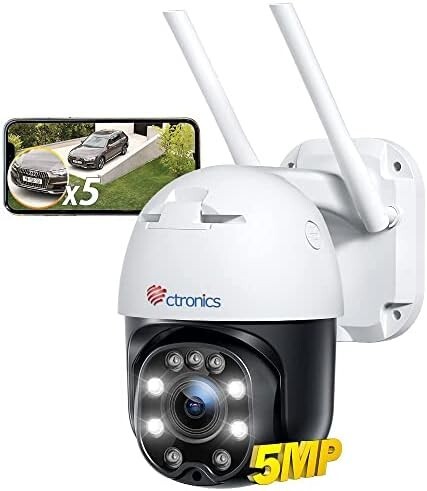 【送料無料】【5MP・5倍光学ズーム】Ctronics 防犯カメラ 屋外 自動追跡 ヒューマン検知 PTZ 360° プリセット機能 24時間常時録画