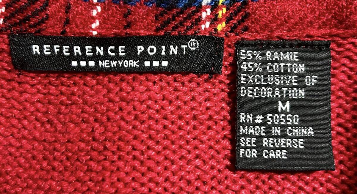 クリスマス アグリー ニット カーデ 赤 刺繍 スノーマン ヴィンテージ レトロ カラフル おしゃれ かわいい 古着/club723 クラブ723(N604