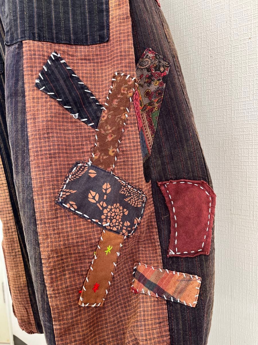 ハンドメイド古布パッチワーク刺し子つぎはぎ襤褸ジャケット ハンドメイド古布パッチワーク刺し子つぎはぎ襤褸ジャケット
