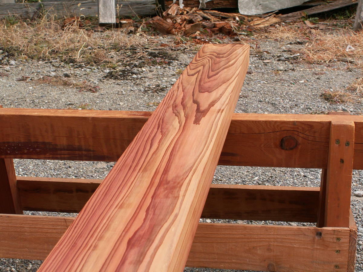 屋久杉、角材、2010x120x52ミリ、美しい木目、年輪細かい E196_うら面