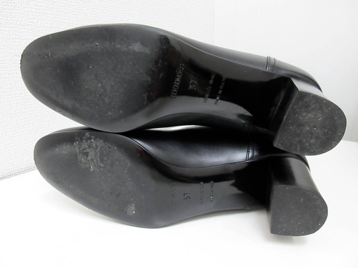 美品■HERMES エルメス ロングブーツ 37 黒 ブラック レザー 袋入り 箱あり 管理1912 倉庫1