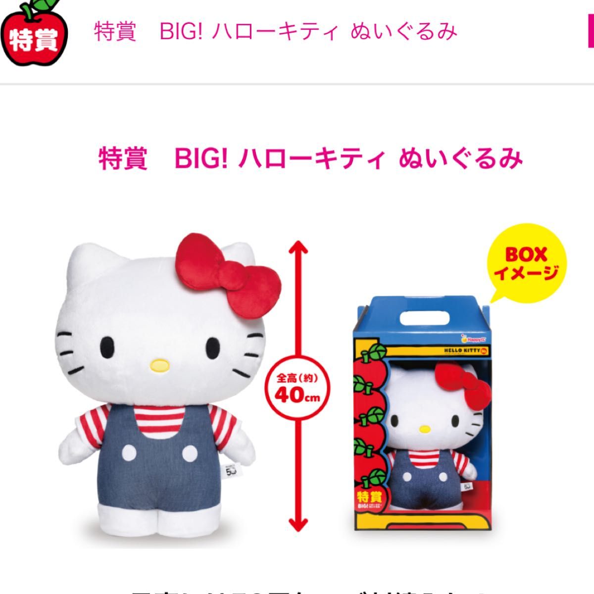 ハローキティ アニバーサリーくじ ハッピーくじ 特賞 BIG ハロー ハローキティ アニバーサリーくじ ハッピーくじ 特賞 BIG ハロー