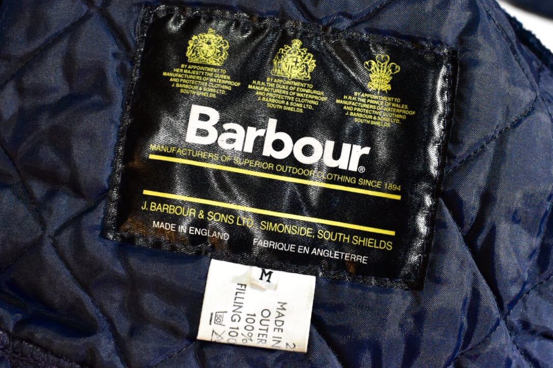 イギリス製【Barbour/バブアー】ナイロン100% キルティング 中綿 コート ジャケット ネイビーM 襟コーデュロイ ダウン_画像7