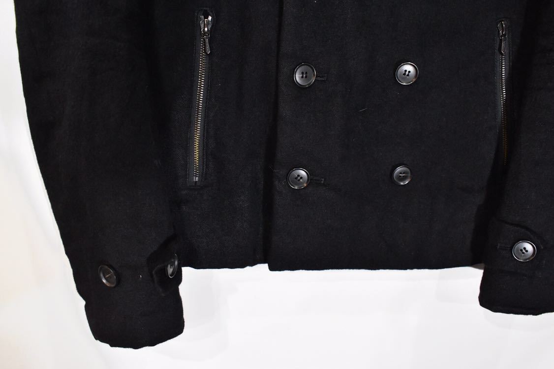  standard [Pledge/ Pledge ] wool short pea coat jacket black 48