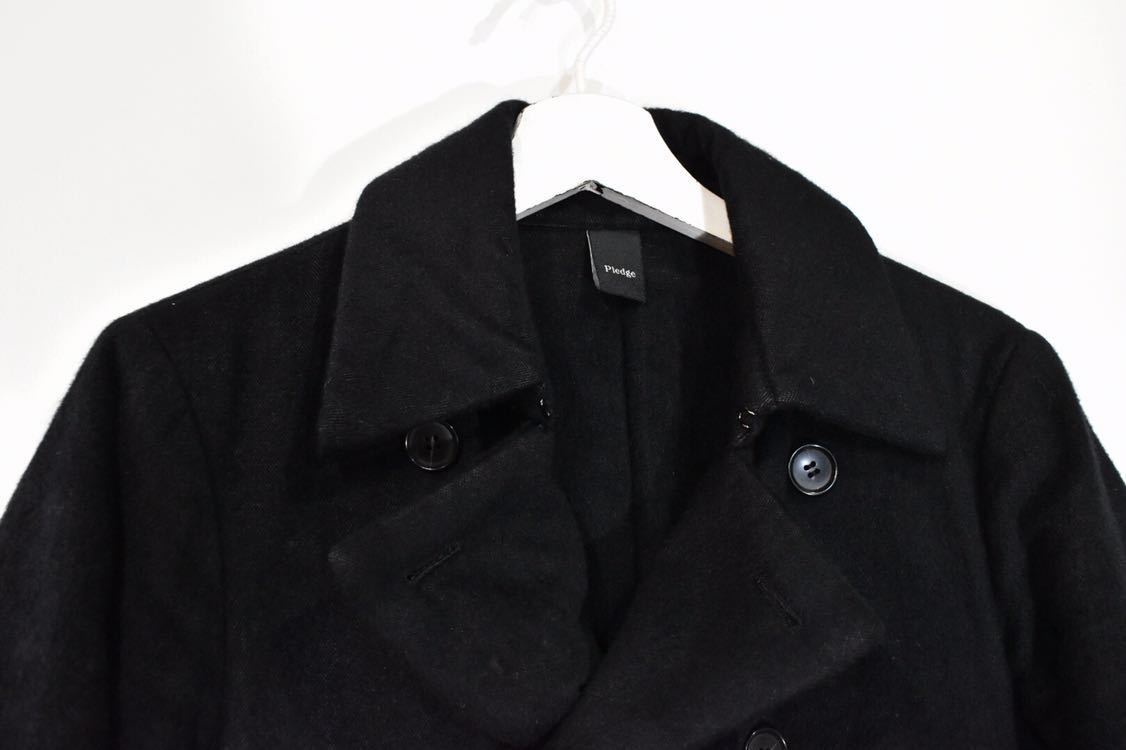  standard [Pledge/ Pledge ] wool short pea coat jacket black 48