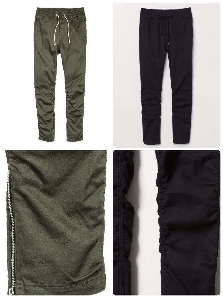 正規【H&M】 新品ストレッチジョガーパンツ 2本セット エイチアンドエム ハイテーパードパンツ セミサルエルパンツ ブラック&カーキ★