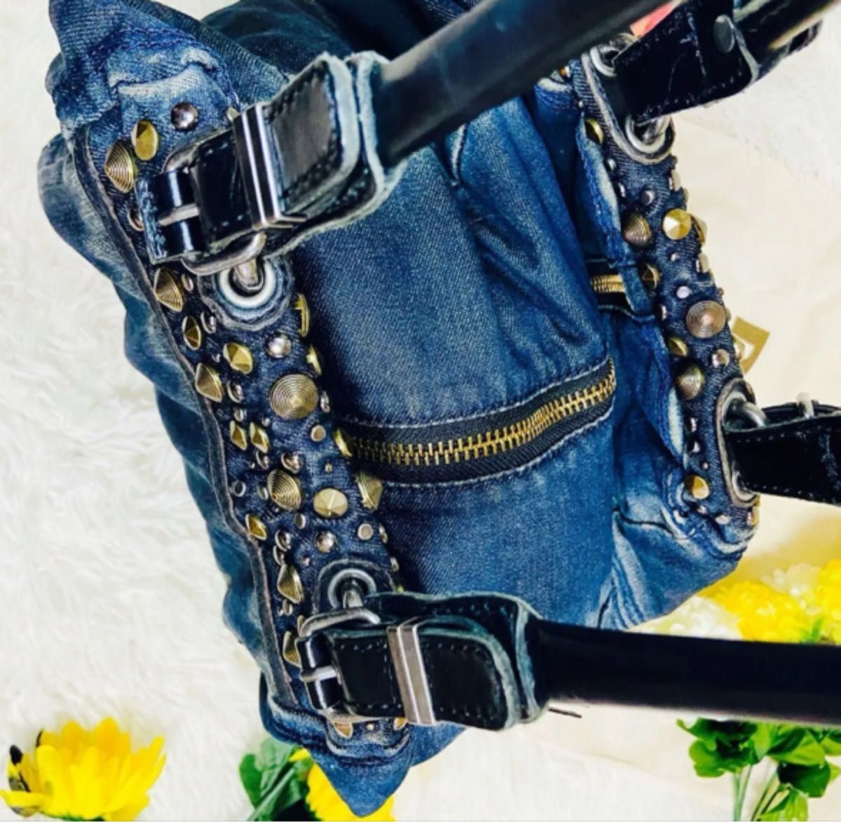色落ちデニム スタッズ DIESEL ディーゼル トートバッグ 色落ちデニム スタッズ DIESEL ディーゼル トートバッグ