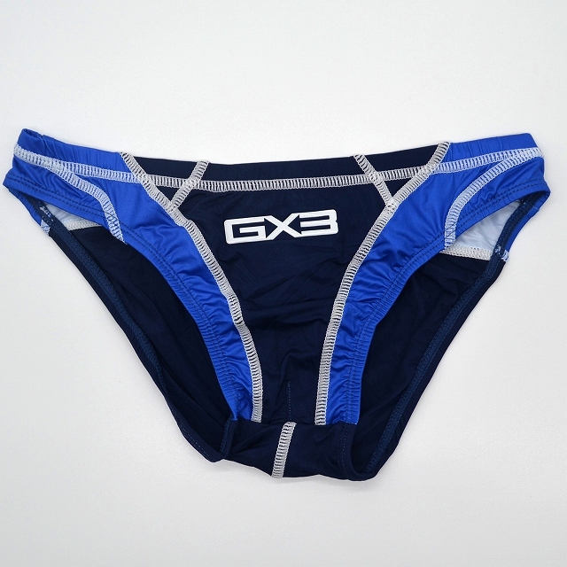 ★【GX3 ジーバイスリー】競パン風デザイン ビキニブリーフ ネイビー×ブルー Mサイズ