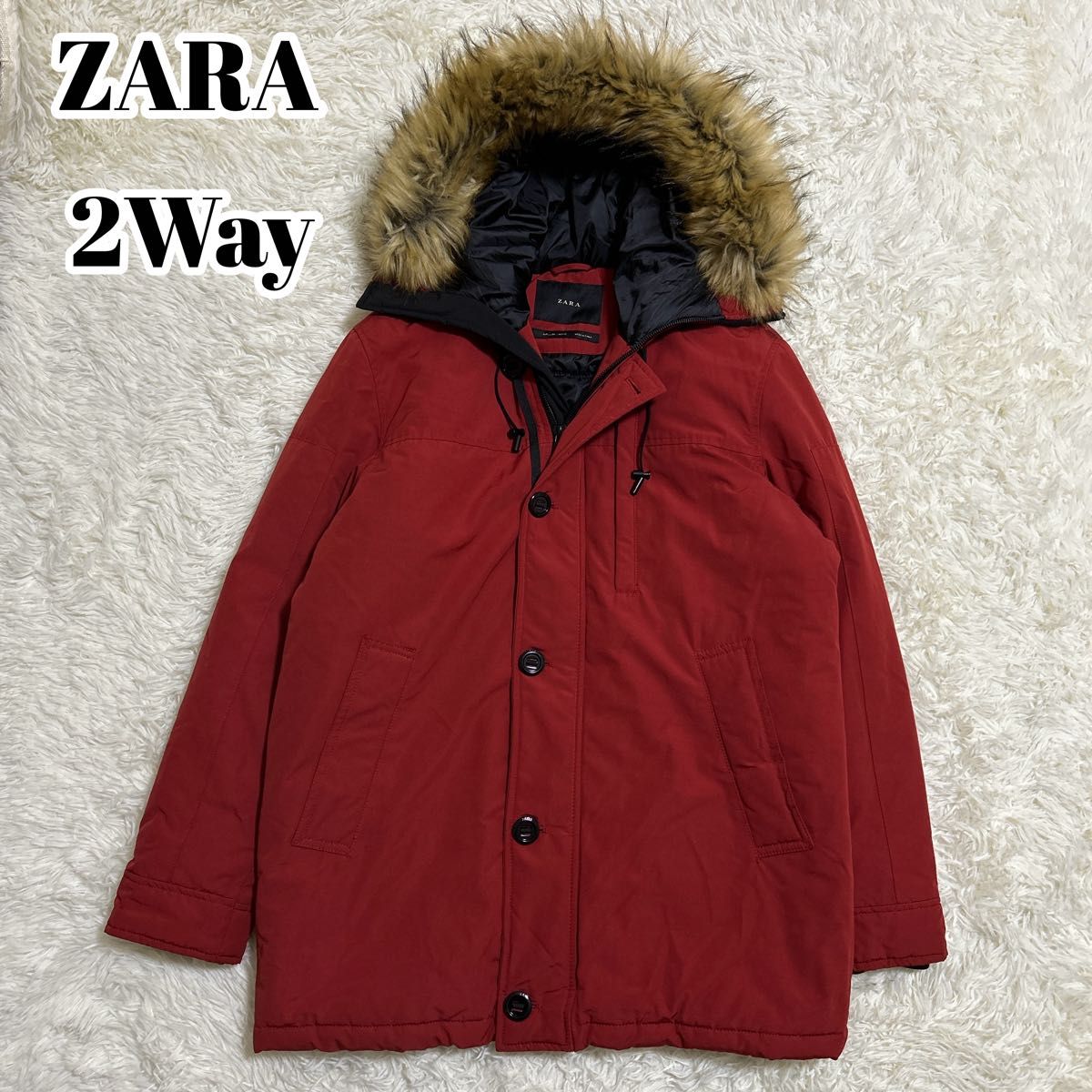 極美品【ZARA】(L)ダウンジャケット ダウンコート ファー 2way 極美品【ZARA】(L)ダウンジャケット ダウンコート ファー 2way