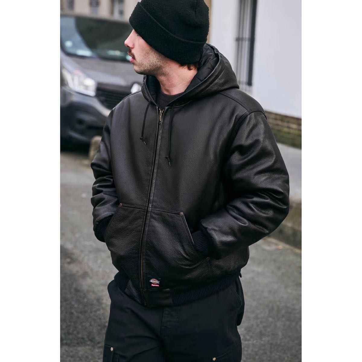 Supreme Dickies Hooded Leather Work Jacket Large L|Yahoo Supreme Dickies Hooded Leather Work Jacket Large L|Yahoo