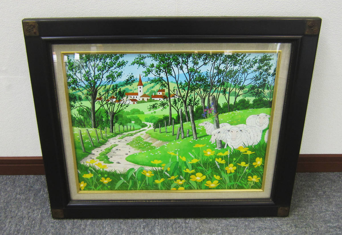 ☆真作保証☆ 絵画-油絵/油彩画 石山毬緒「キンポウゲの丘」肉筆原画