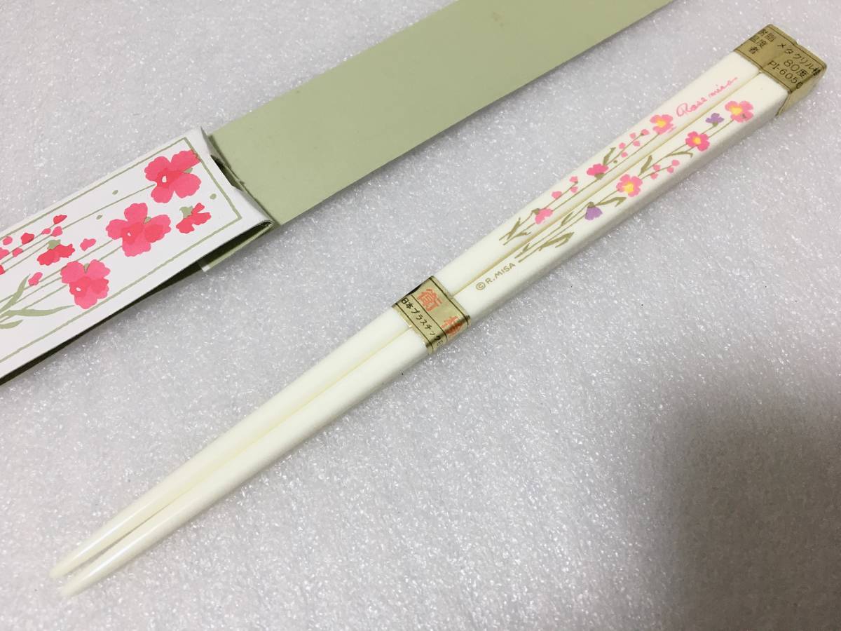 * Showa Retro ROSE MISA rose misa plastic material . chopsticks *