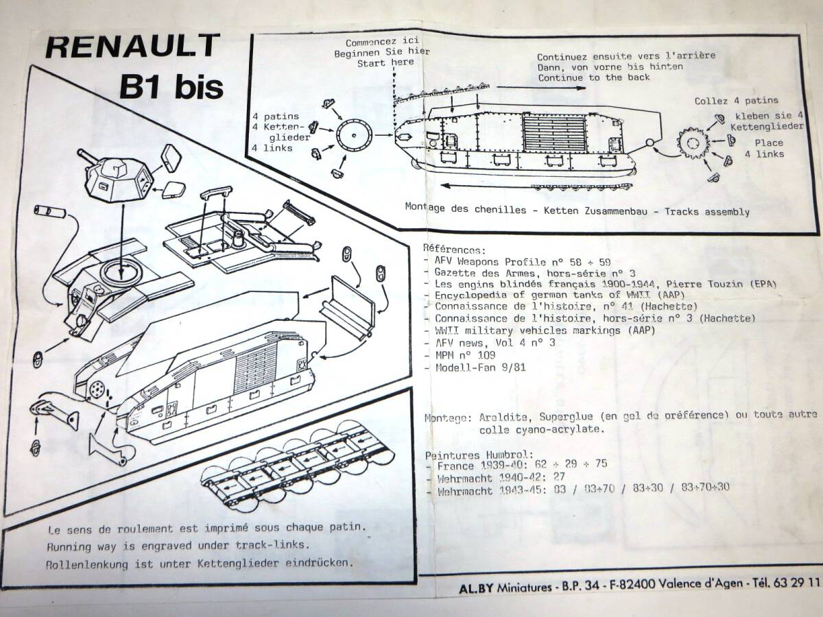 * junk!! AL.BY miniature z? bow man treatment France Renault B1 bis