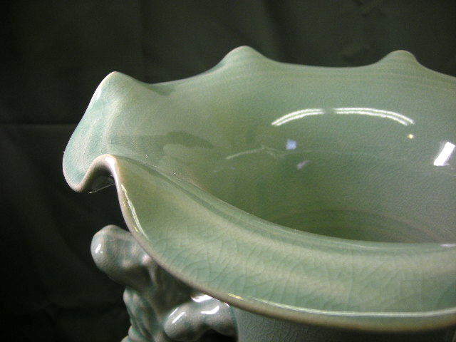  celadon ear attaching large "hu" pot crane map ... decoration carving ornament "hu" pot height 65.