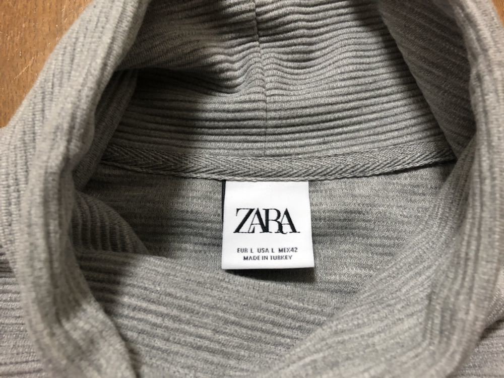 [OC]ZARA ザラ・テクスチャー入り・オットマン生地スウェットシャツ(ダークグレー) 日本Lサイズ_画像3