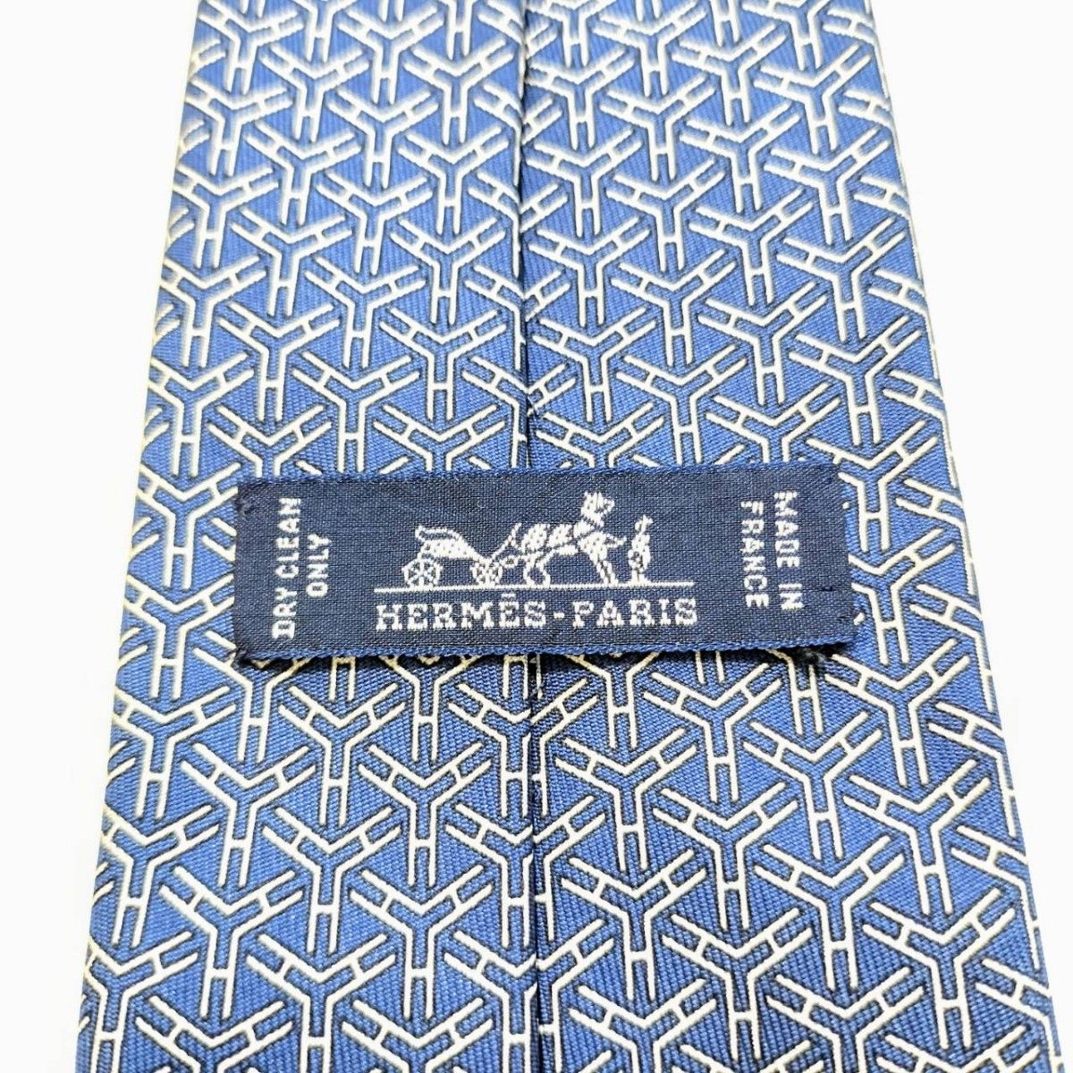 エルメス ネクタイ シルク hermes 青 H柄 総柄 ブルー系 エルメス ネクタイ シルク hermes 青 H柄 総柄 ブルー系