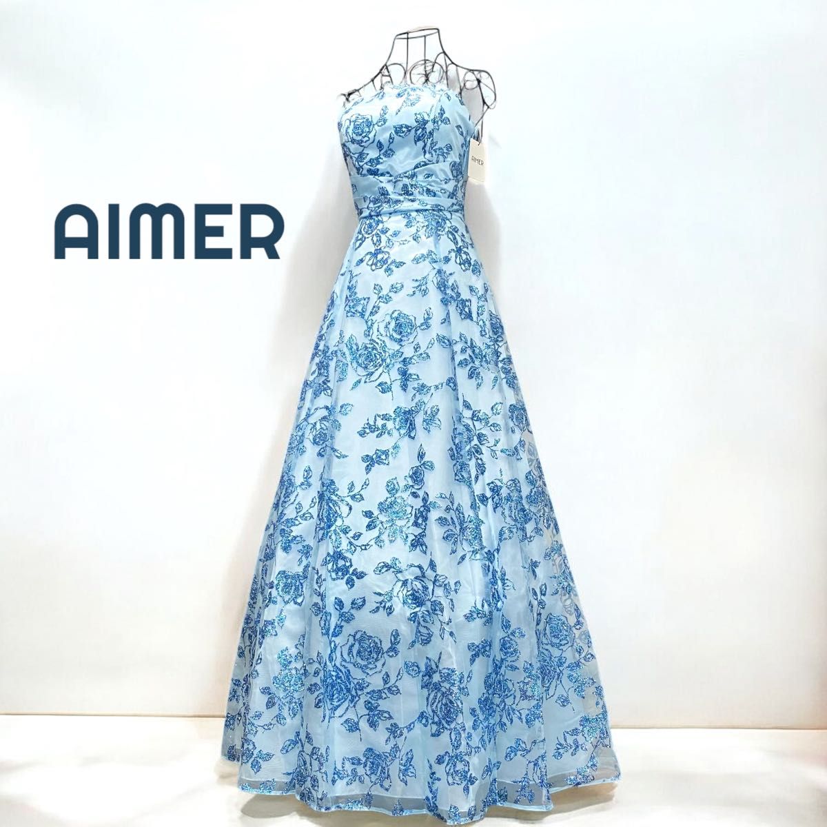 新品】AIMER エメ 高級 ロングドレス Aライン ローズグリッター 新品】AIMER エメ 高級 ロングドレス Aライン ローズグリッター