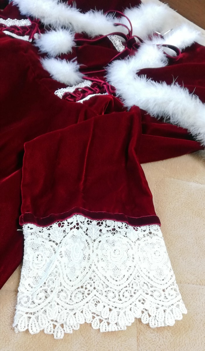 クリスマス●コスプレ(衣装)●ドレス(ワンピース)●ベロア●リボン●M