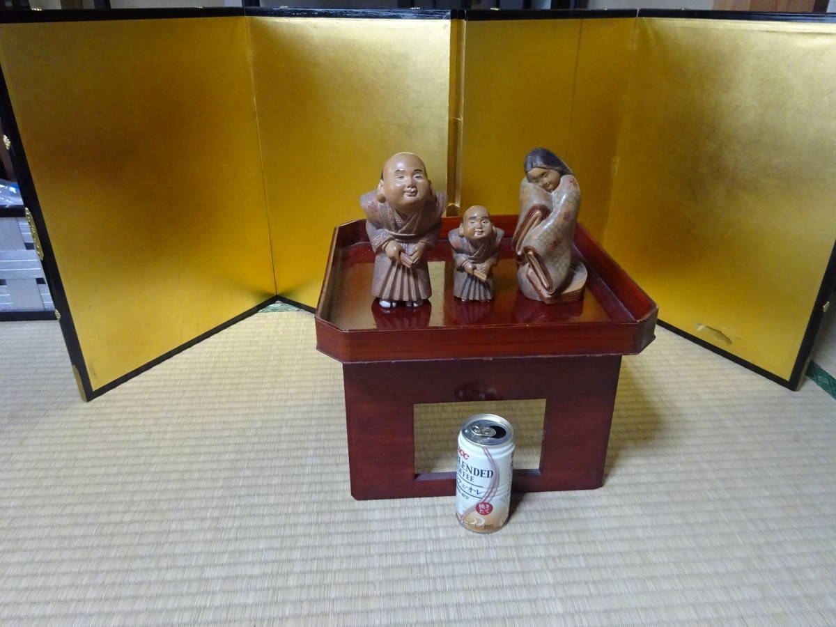 【超特価】 古い木彫りの福助さん二体とお多福さん(木製) その他