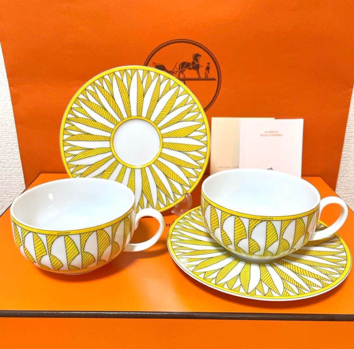 新品 2客セット】エルメス ソレイユ ドゥ エルメス ティーカップ 新品 2客セット】エルメス ソレイユ ドゥ エルメス ティーカップ