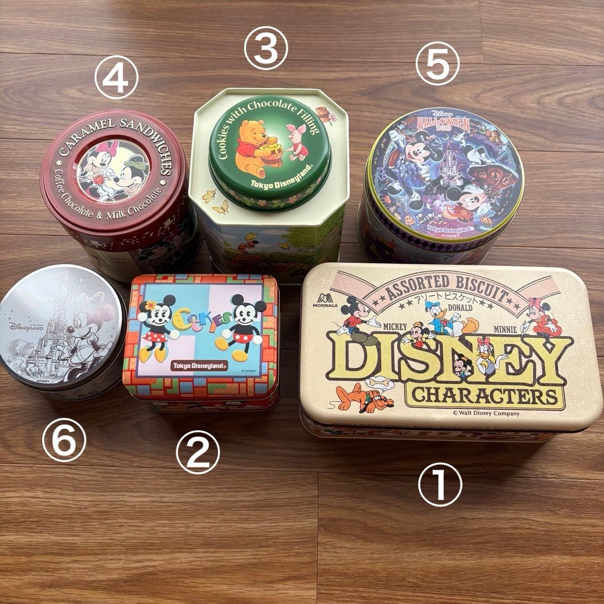 6個セット】ディズニー お菓子缶 空き缶 東京ディズニーランド 6個セット】ディズニー お菓子缶 空き缶 東京ディズニーランド
