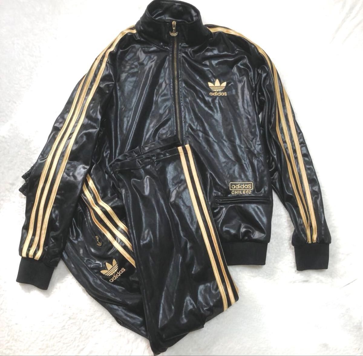 adidas アディダス CHILE62 セットアップ ジャージ M 黒×金 adidas アディダス CHILE62 セットアップ ジャージ M 黒×金