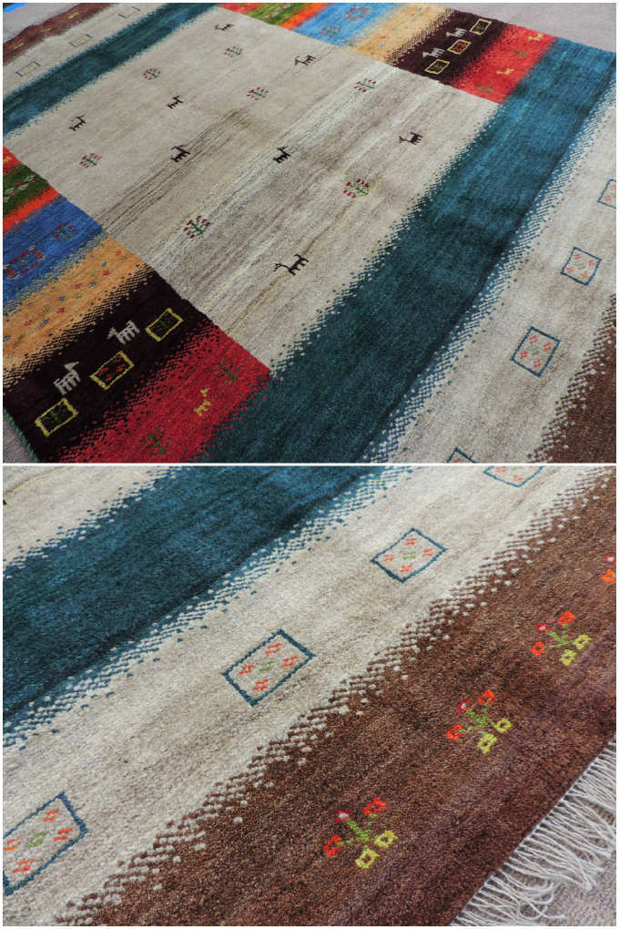 細かな密度の高級ギャッベ 手織り ウール100％ ギャッベの本場 イラン シラーズ産 ラグサイズ 239cm×169cm カーペット 絨毯 【本物保証】_画像3
