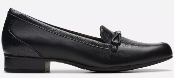 Clarks 25cm ブラック ローファー フラット クロコ型押し Clarks 25cm ブラック ローファー フラット クロコ型押し